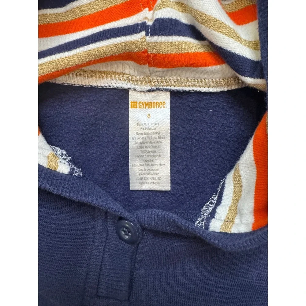 Gymboree Hoodie Dress Girls 8 Navy‎ Blue Good Striped Layered Look Sparkle Bow